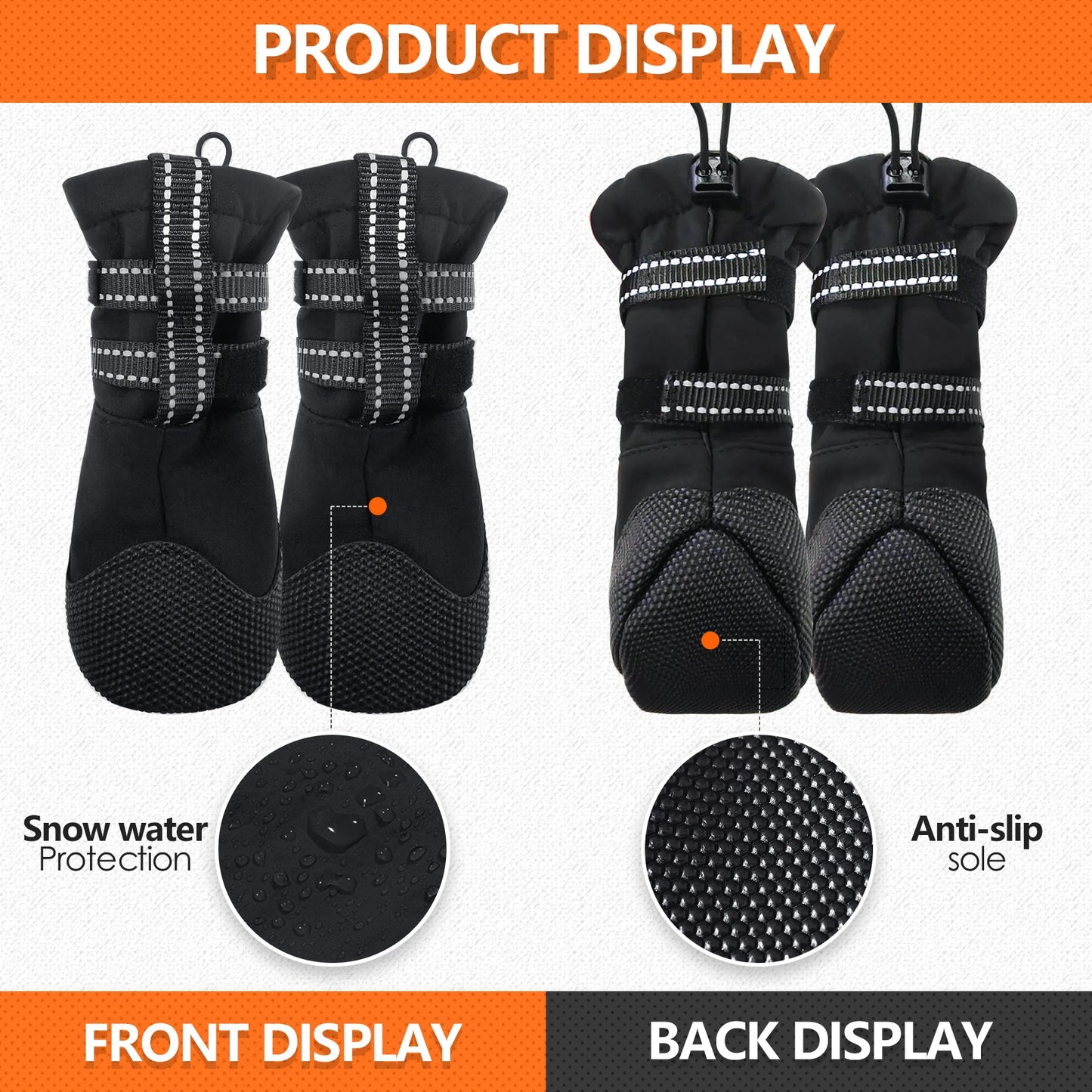 Dog Boots,Waterproof Dog Shoes,Dog Booties with Reflective Rugged Anti-Slip Sole,Outdoor Dog Shoes for Medium to Large Dogs 4Pcs