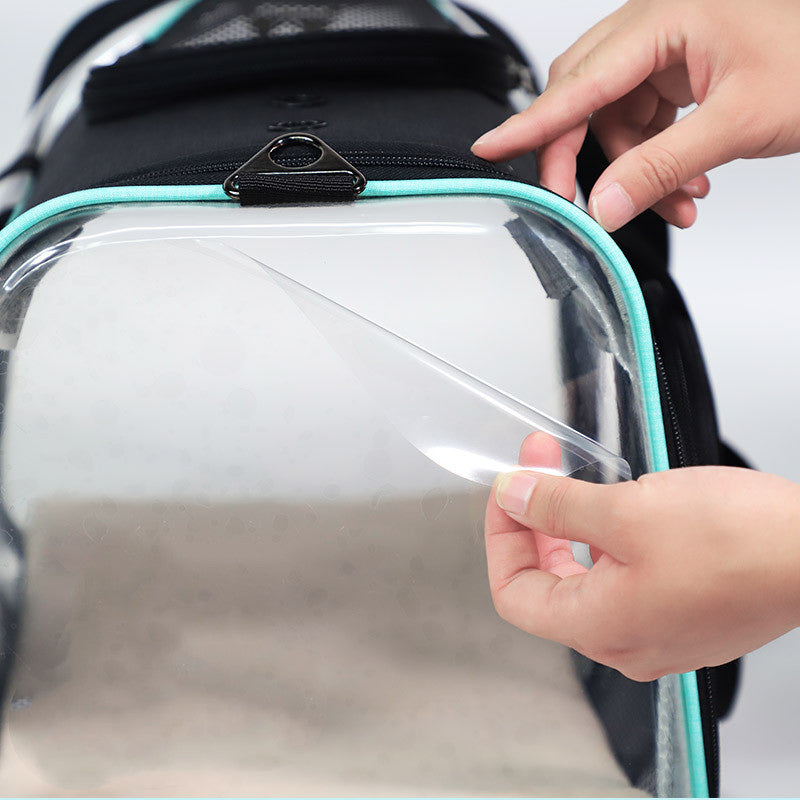 Qisheng New LDLC Transparent Portable Pet Bag Portable Folding Visual Pet Outing Bag Folding Cat Bag