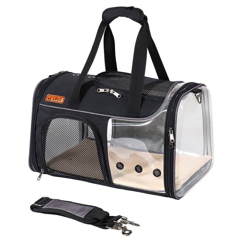 Qisheng New LDLC Transparent Portable Pet Bag Portable Folding Visual Pet Outing Bag Folding Cat Bag