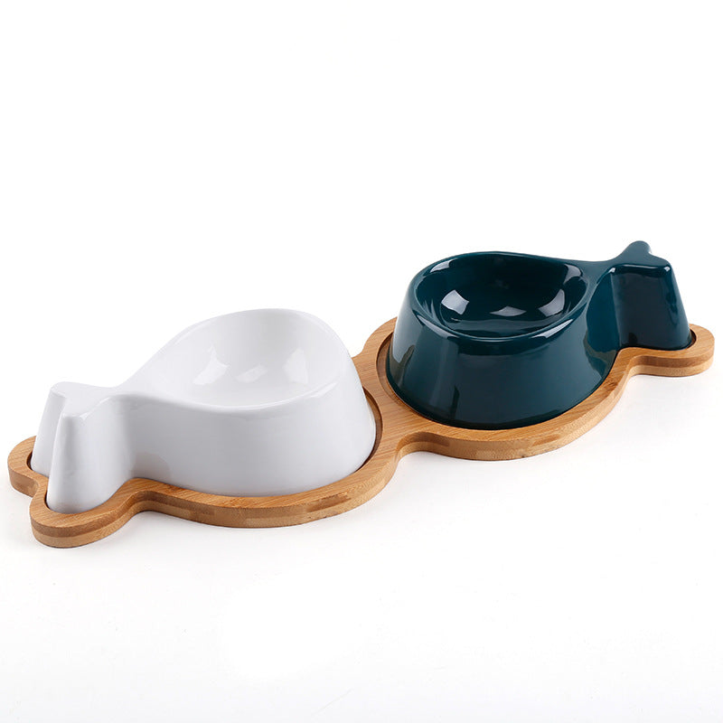 Fish bowl with wooden stand