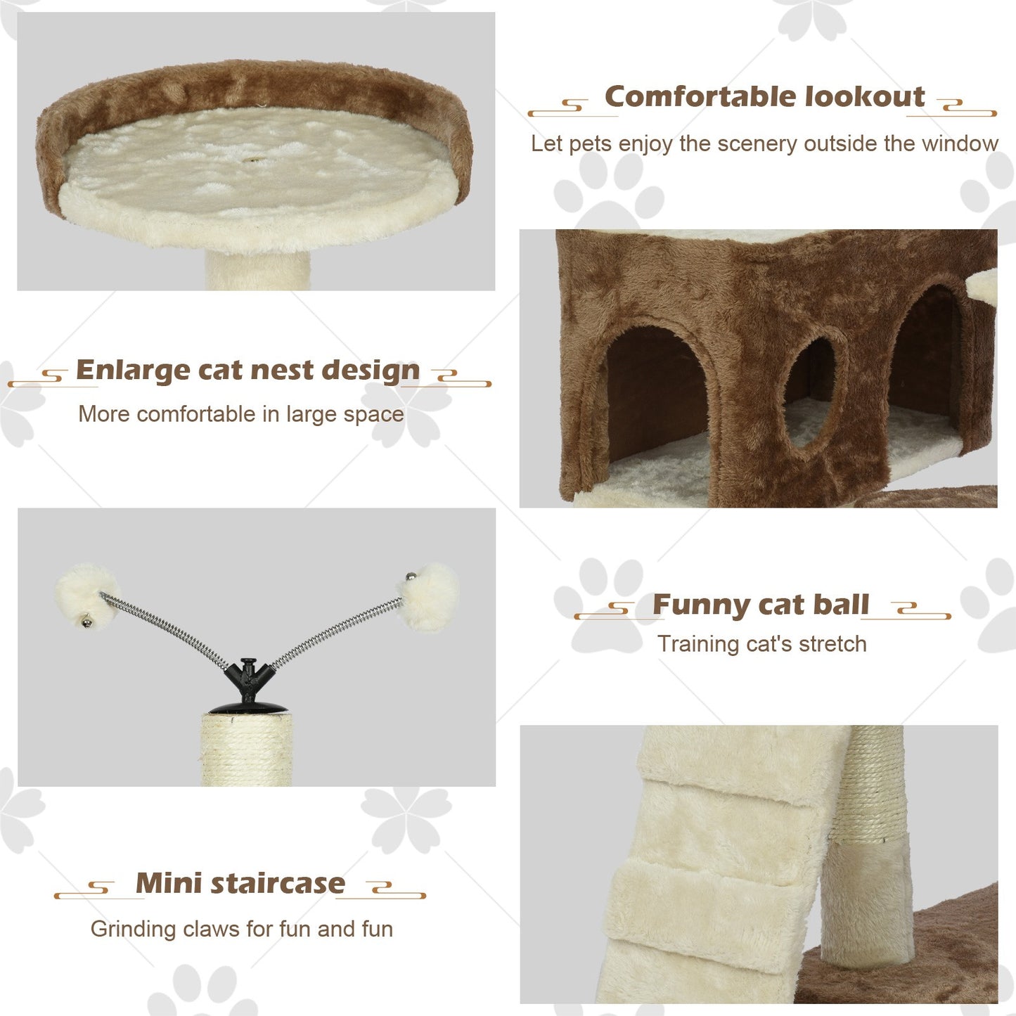 Cat Tower Kittens Pet Play House Cat Activity Tree Condo Scratching Sisal Post