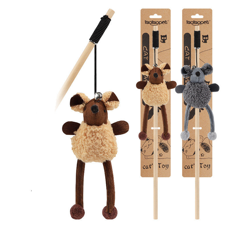 Wooden rod hanging plush mouse funny cat stick