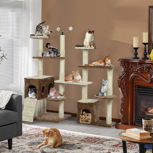 Cat Tower Kittens Pet Play House Cat Activity Tree Condo Scratching Sisal Post