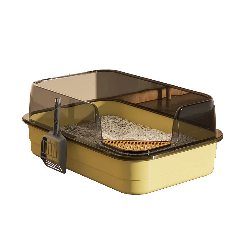 Semi-Closed Plastic Cat Litter Box with Large Capacity Anti-Splash Pet Toilet Tray for Cats Premium Accessory