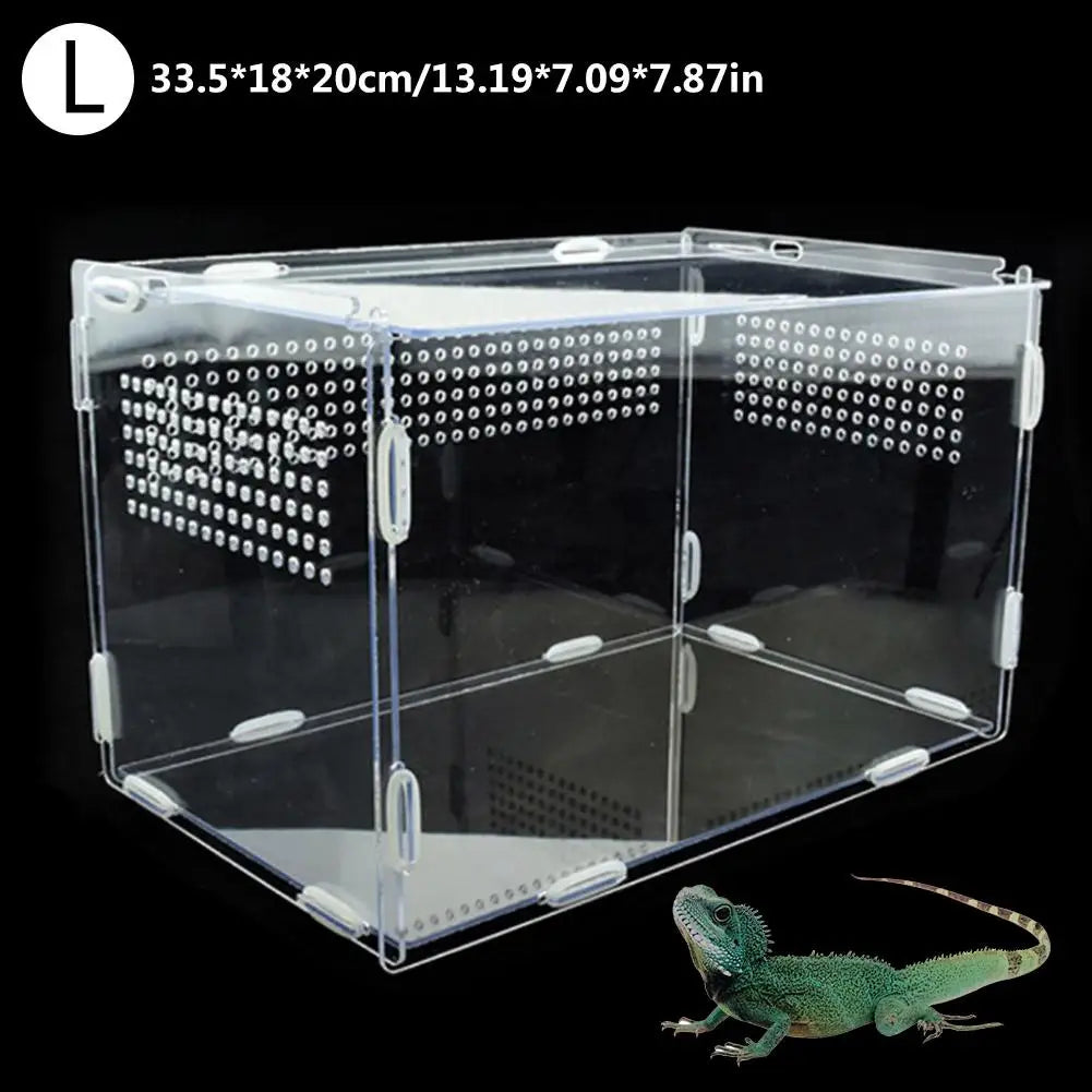 Transparent Reptile Breeding Box Acrylic Feeding Box 360 Degree High Transparent Pet Climbing Terrarium