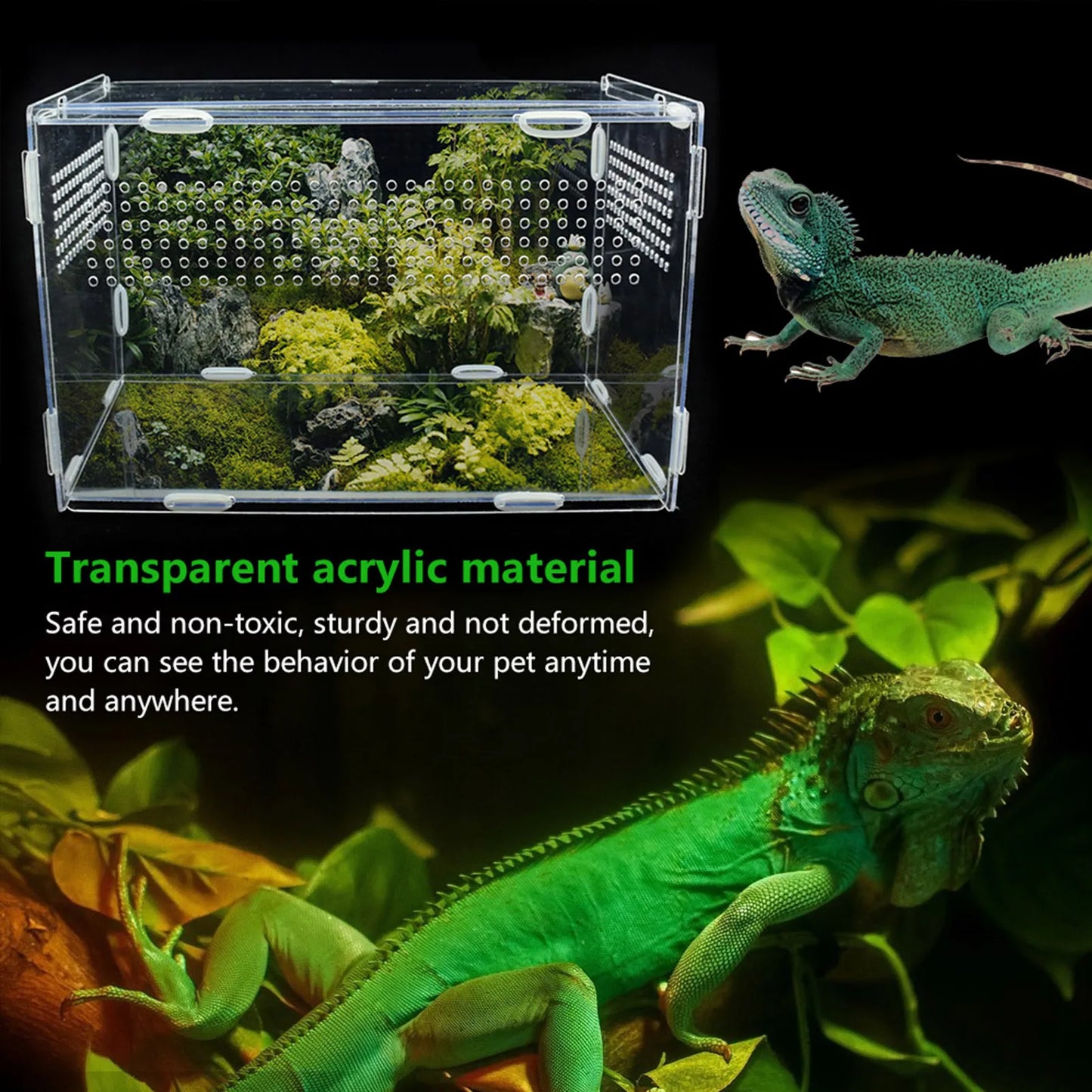 Transparent Reptile Breeding Box Acrylic Feeding Box 360 Degree High Transparent Pet Climbing Terrarium