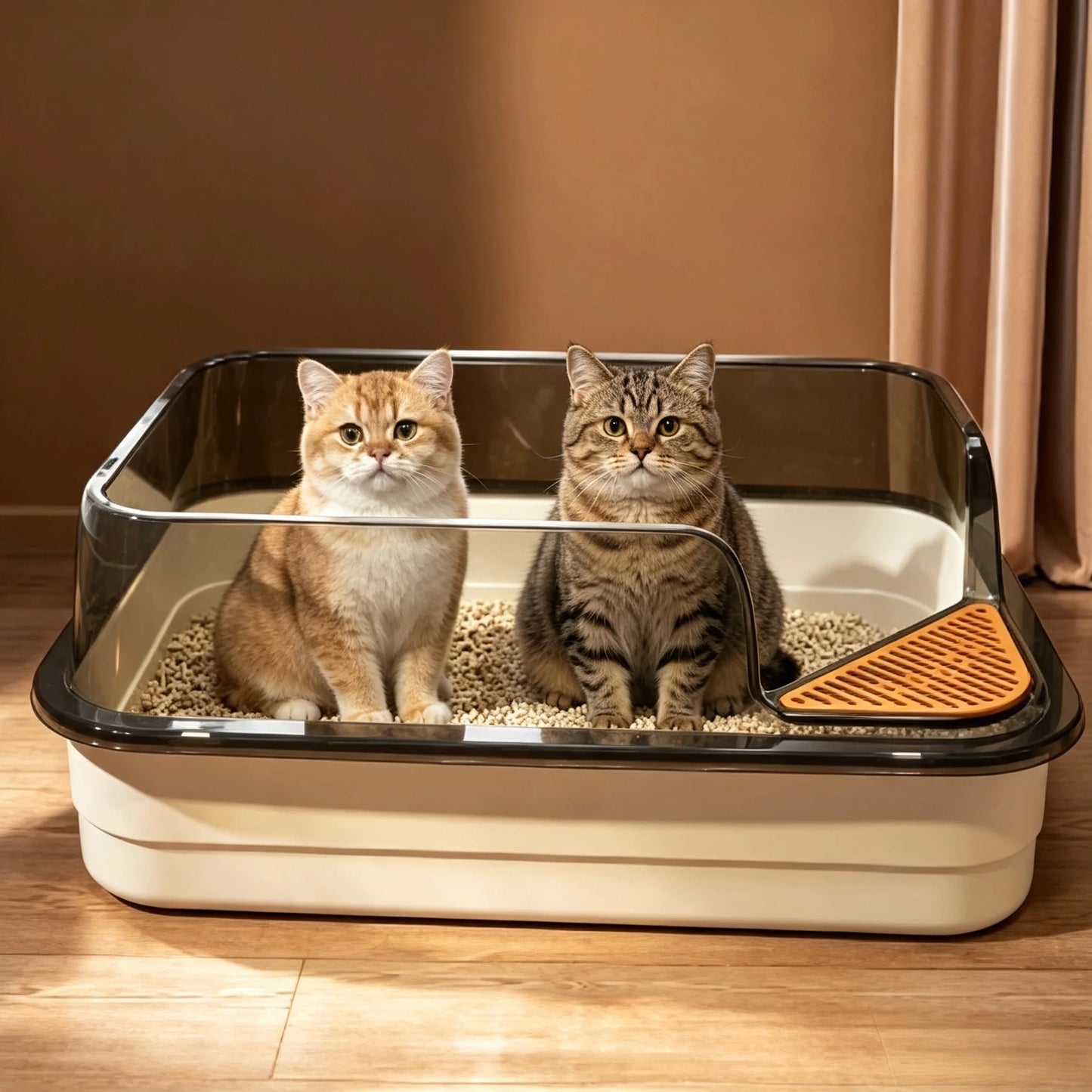Semi-Closed Plastic Cat Litter Box with Large Capacity Anti-Splash Pet Toilet Tray for Cats Premium Accessory
