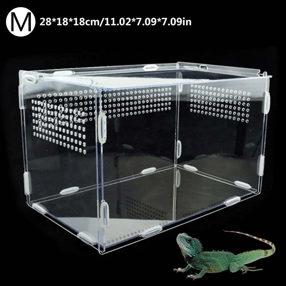 Transparent Reptile Breeding Box Acrylic Feeding Box 360 Degree High Transparent Pet Climbing Terrarium