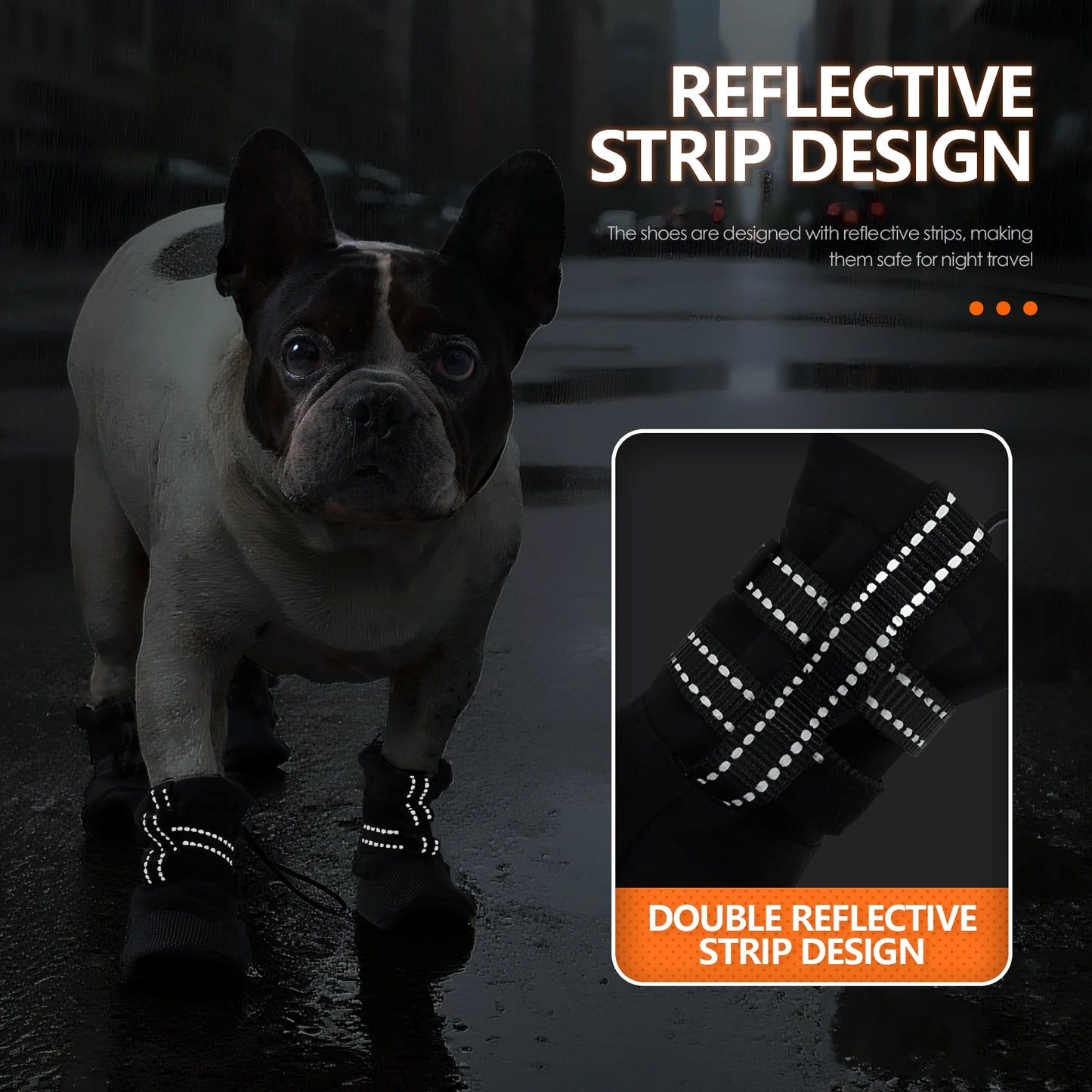 Dog Boots,Waterproof Dog Shoes,Dog Booties with Reflective Rugged Anti-Slip Sole,Outdoor Dog Shoes for Medium to Large Dogs 4Pcs