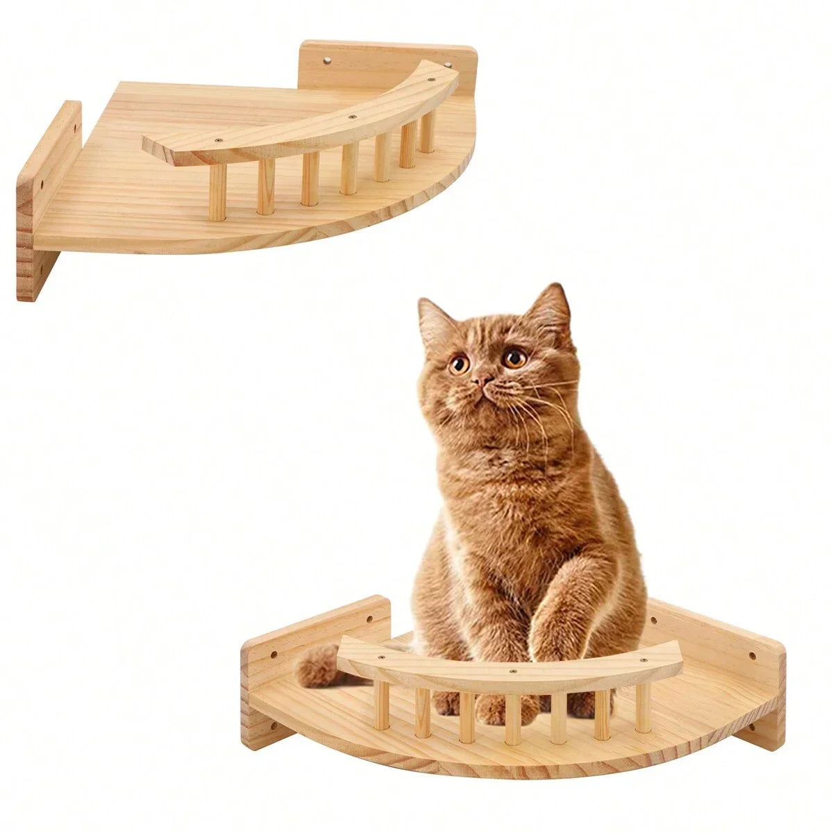 3/4Pcs Corner Hammock with Steps Set Wall Mounted Cat Tree Climbing Shelf For Indoor Cats Wooden Hanging Sleeping Bed Furniture