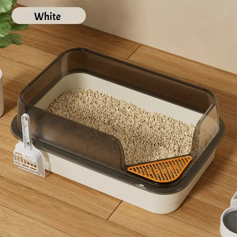 Big Cat Litter Box Semi-enclosed Anti Splash Cat Tray Kitten Toilet Cleaning Basin Supplies Pet Toilet Kitten Tray Bedpan Scoop