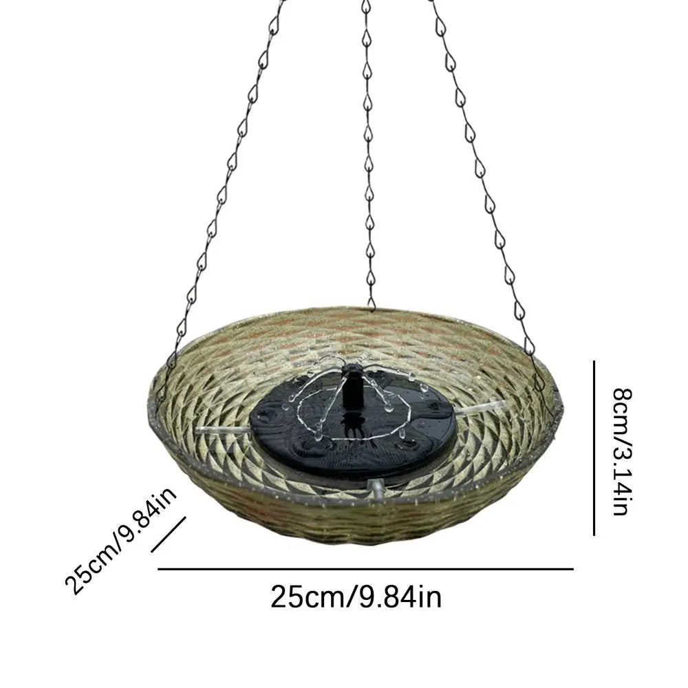 Outdoor Bird Bath Hangable Bird Bath Fountains Solar Hummingbird Fountain Bath Bubbler Balcony Bird Bath Bowl For Terrace