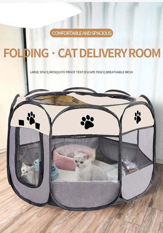 Pet Tent Portable Foldable Octagonal Fence Cat Bed East To Use Outdoor Pet Nest Dog Bed For Puppy And Small Medium Cats Frences
