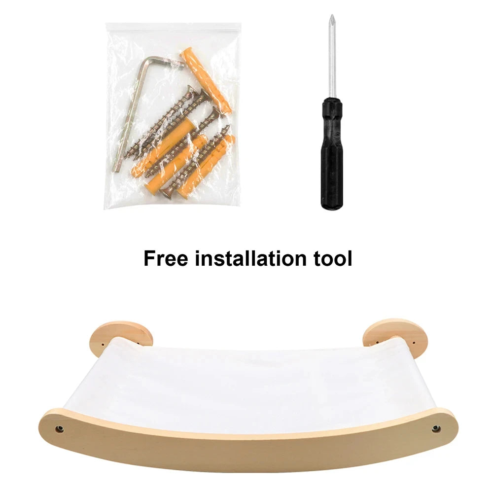 Cat Hammock and Stairway with Sisal Rope Wall Mounted Climbing Shelf Scratching Grinding Claws Toy for Kitten Cats Furniture