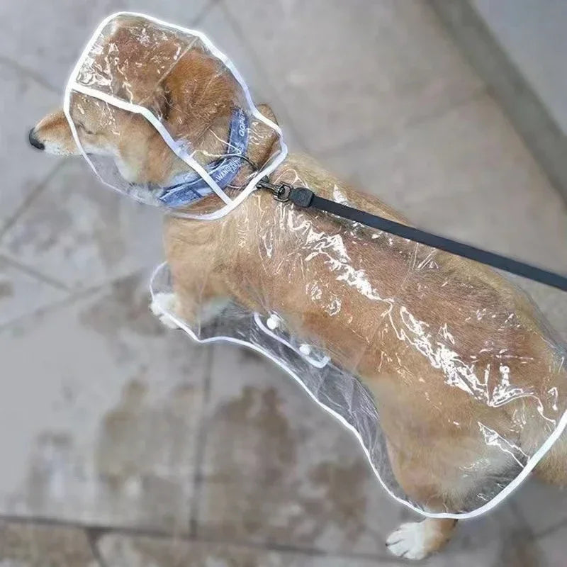 During the rainy season, dogs go out in transparent raincoats; Hooded waterproof jacket made of soft PVC material, dog raincoat