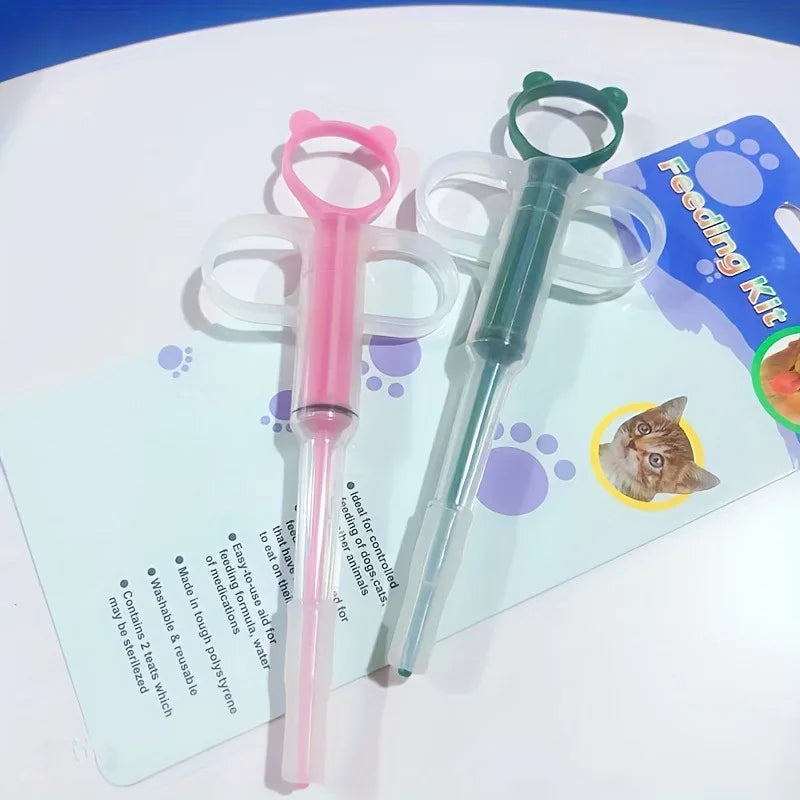 Pet Pill Dispenser Suitable for Cats Dogs Medicine Syringe Oral Tablet Feeder Simple Pet Pill Pusher Includes 2 Soft Tip Options