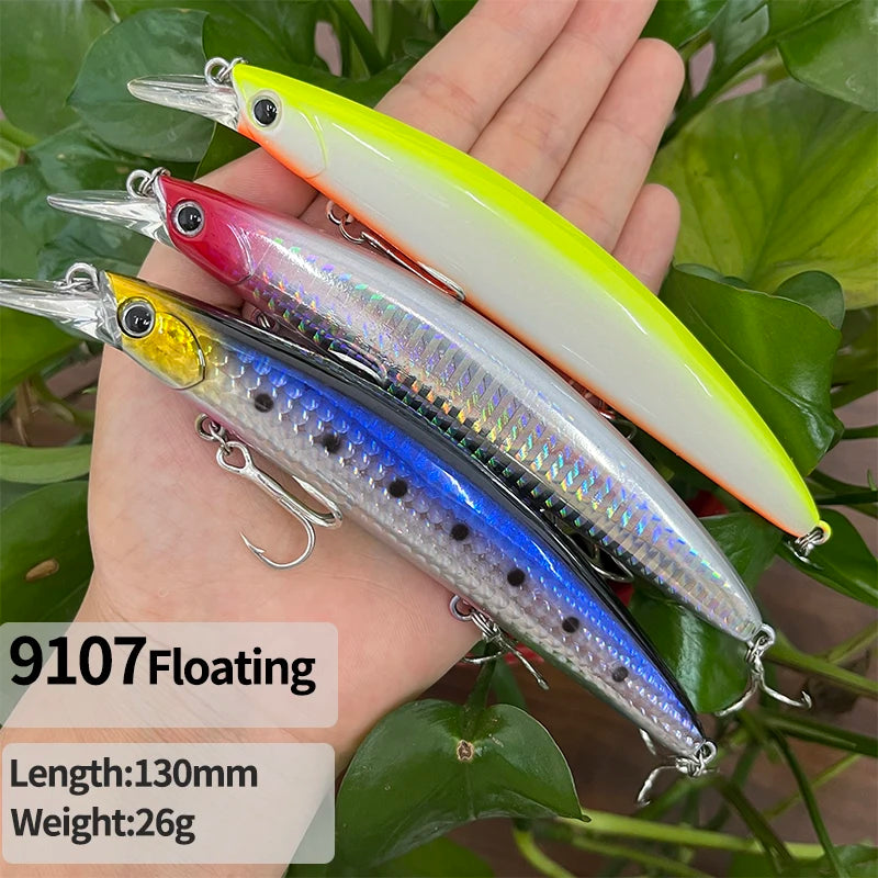 26g 130mm Floating Minnow Fishing Lures Long Cast Wobblers Artificial Hard Baits Trolling Saltwater Bass Trout Lures Equipment