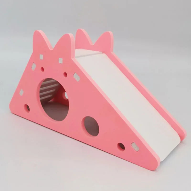 Assembled Hamster Slide Toy Guinea Pig Golden Bear Wooden Colorful Hamster House Small Pets Cage Toys Hamster Accessories