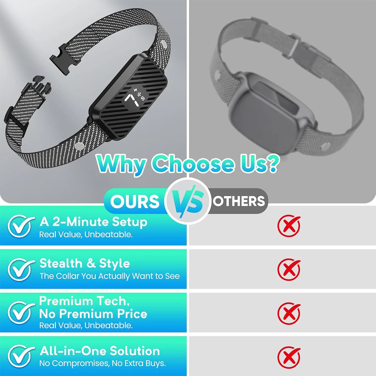 Dog Bark Collar for Large Medium Small Dogs,Effective No-Bark Collar,Smart Barking Collar,Rechargeable Bark Collar with 7-Level