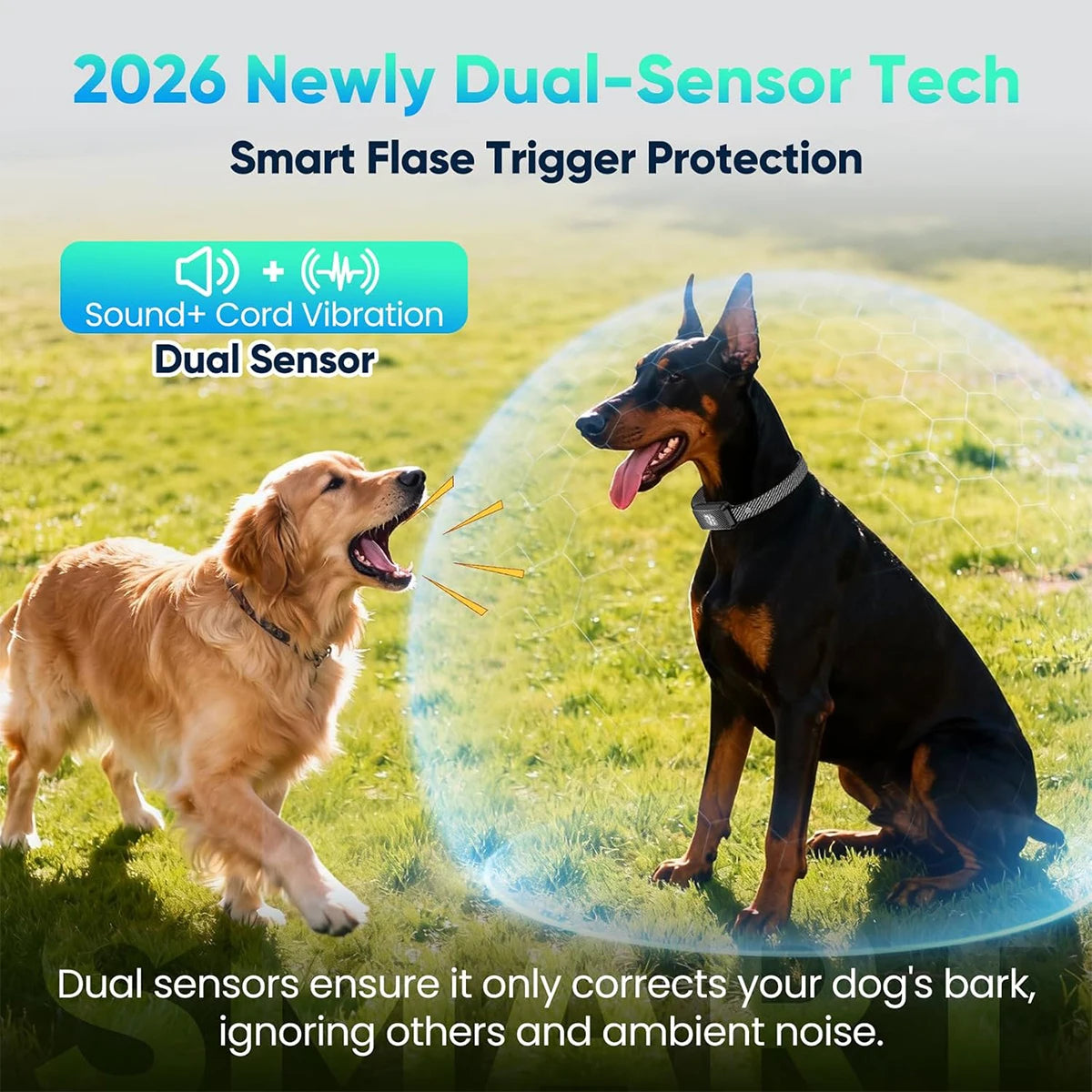 Dog Bark Collar for Large Medium Small Dogs,Effective No-Bark Collar,Smart Barking Collar,Rechargeable Bark Collar with 7-Level