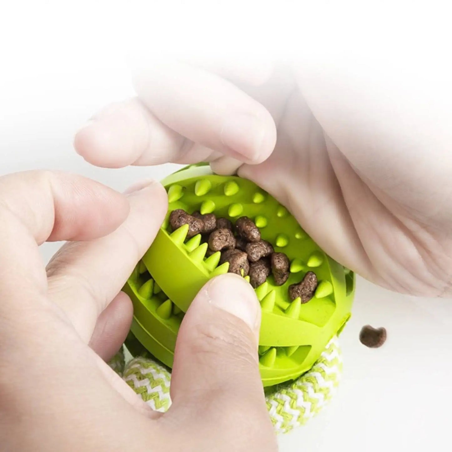 Pet Toy for Dogs, Durable Cotton Rope Hand-Held Treat-Dispensing Ball, Teeth-Cleaning and Training Interactive Puzzle Toy Ball