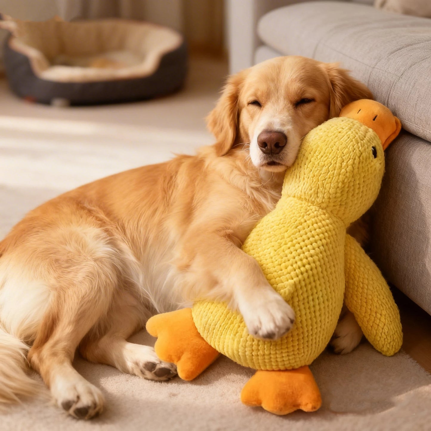 Dog Toy Plush,Sleeping Duck With Sound Pet Interactive Plush Bite Resistant Teeth Grinding Puppy Cat Relieve Boredom Pet Product