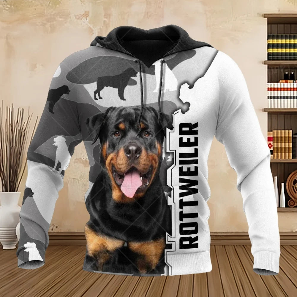 Pet Dog Pitbull Man Hoodie 3D Print Unisex Adult's Sweatshirts Top Autumn Long Sleeve Streetwear Pullover Hoodies Men's Clothing