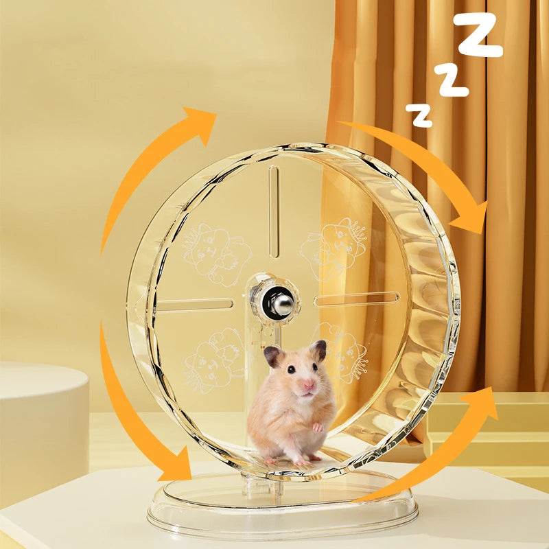Hamster Cage Wheel Exercise Acrylic Transparent Non Slip Easy Clean with Stand for Small Pets