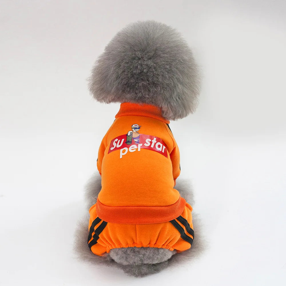 Pet Clothes for Dogs and Cats 4-Leg Hoodie Coat Pet Vest Puppy Clothes Print Design Apparel 5 Sizes Dog Clothes Dog Accessories
