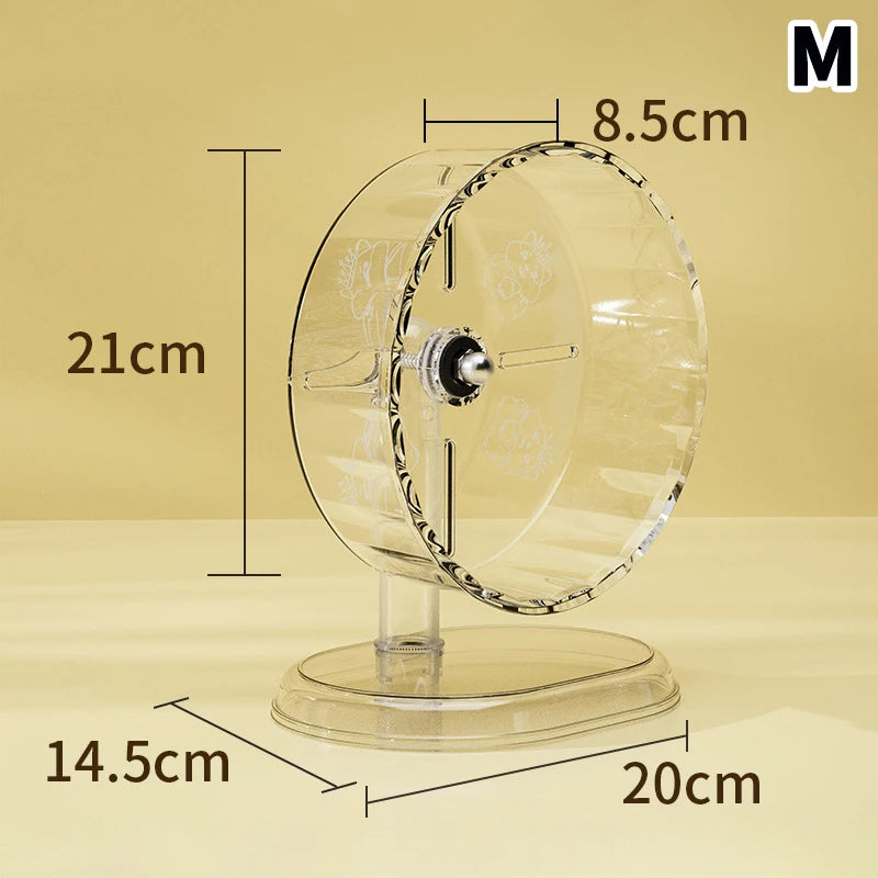 Hamster Cage Wheel Exercise Acrylic Transparent Non Slip Easy Clean with Stand for Small Pets