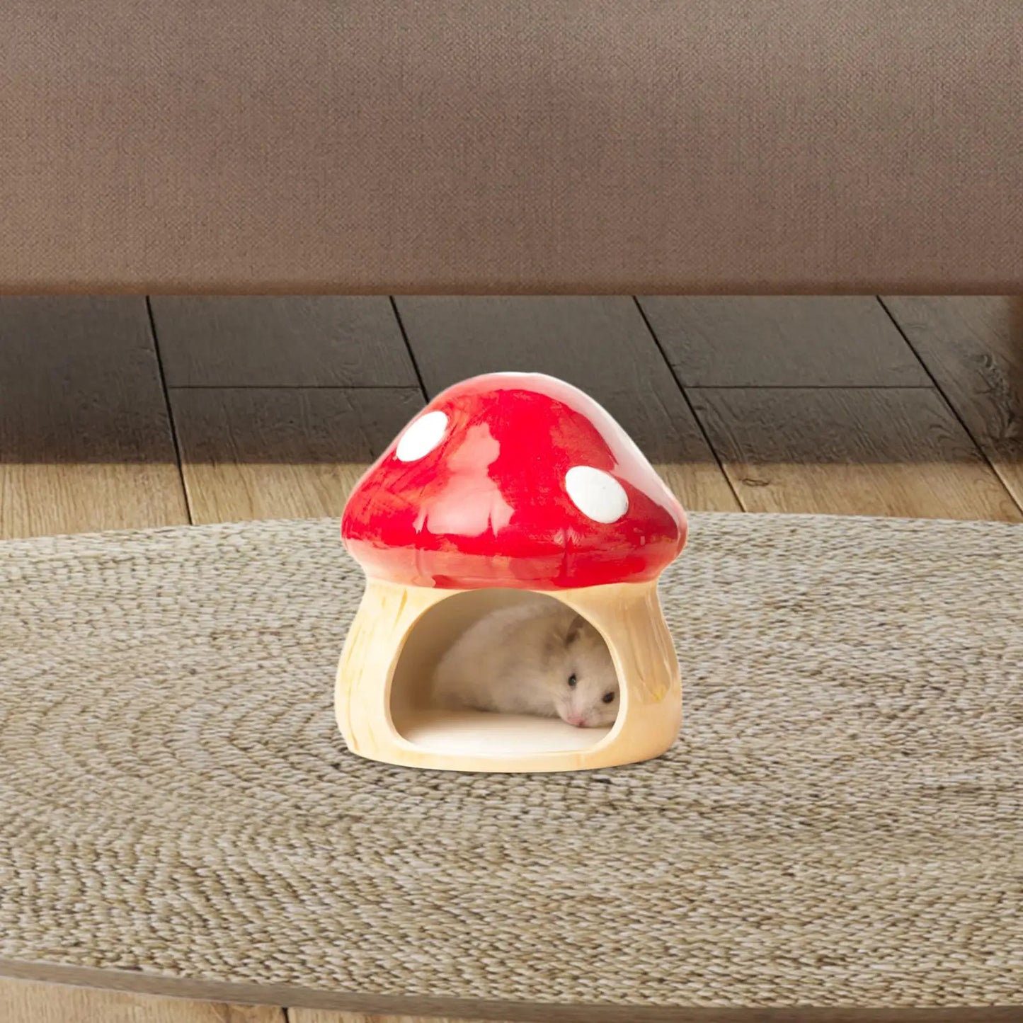 Ceramic Hamster House for Small Animals Outdoor Mushroom Cave Small Animal Food for Home Hamster Keeping Gigts