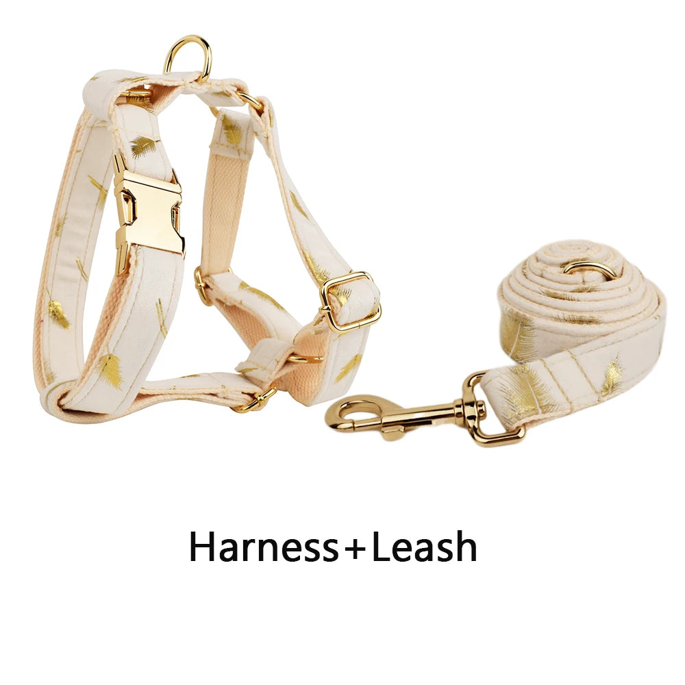 Velvet Dog Collar And Leash Set For Small Medium Large Dogs Custom Engraved Nameplate Pet Supplies Dog Leash Velvet 24