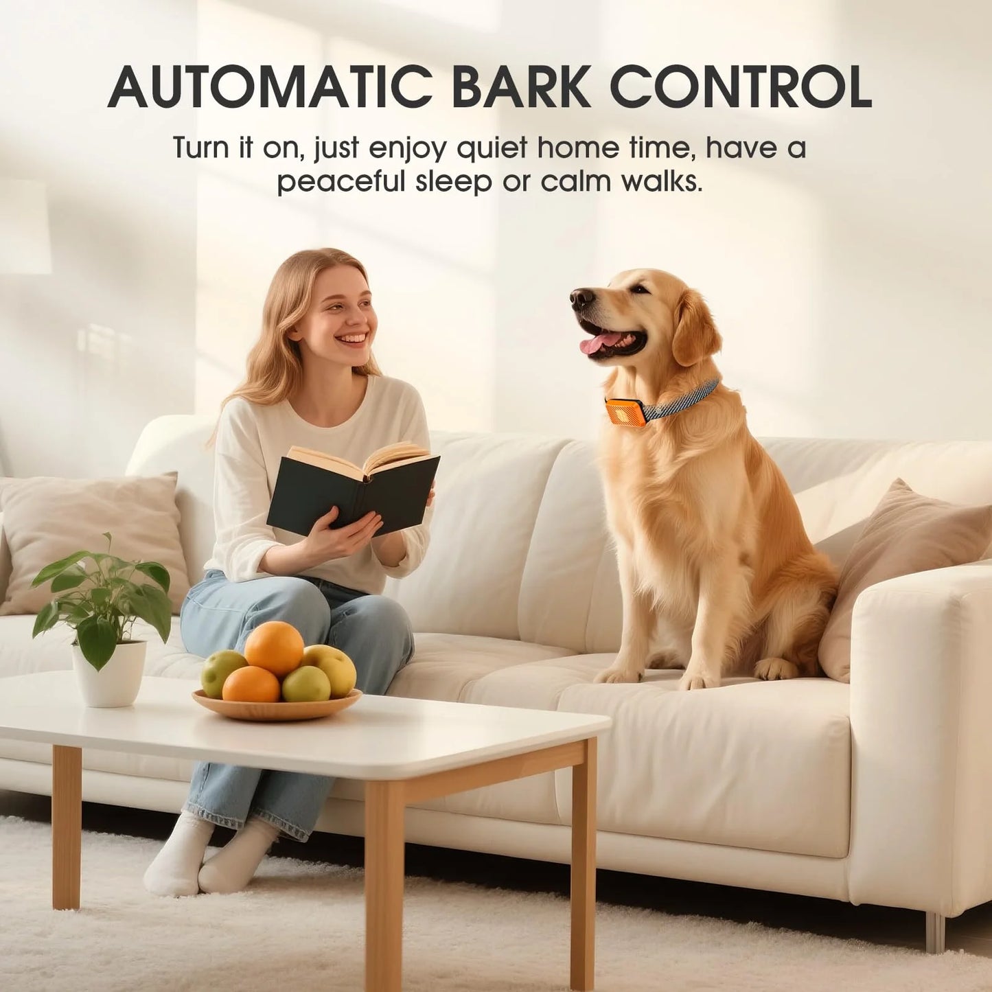 Dog Bark Collar for Large Medium Small Dogs, Effective No-Bark Collar, Smart Barking Collar, Rechargeable Bark Collar