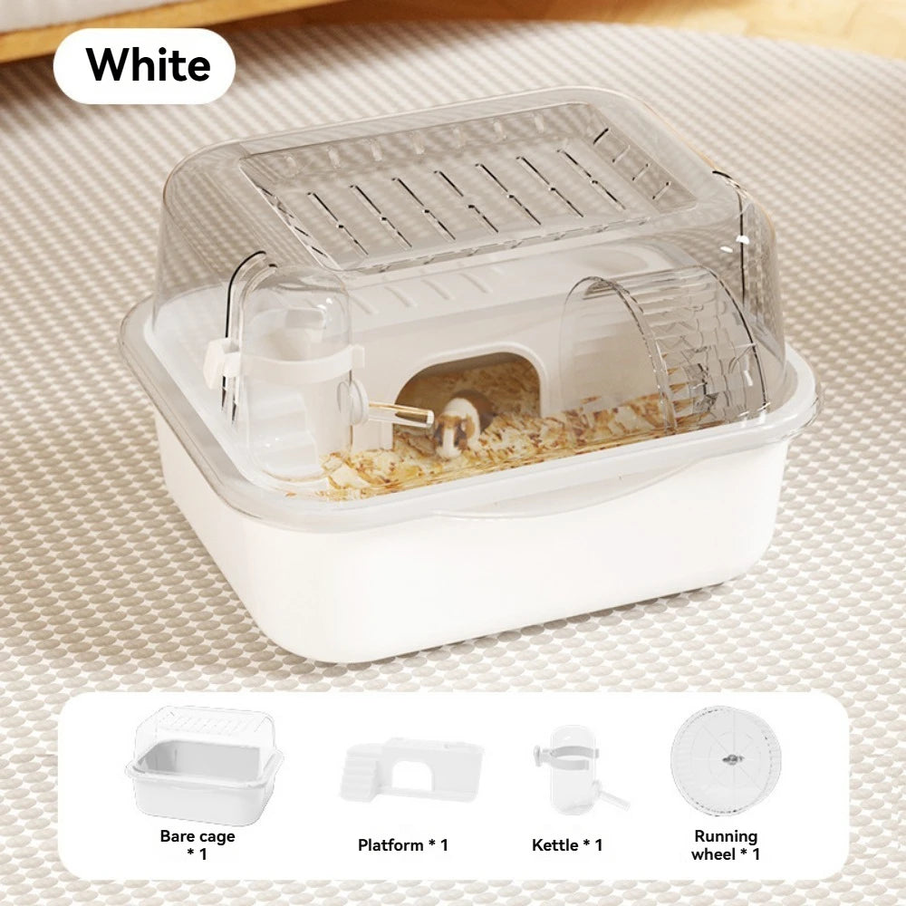 Pet Hamster Cage with Running Wheel Water Bottle Food Basin Portable Carrier House Mice Home Habitat for Going Out, Traveling