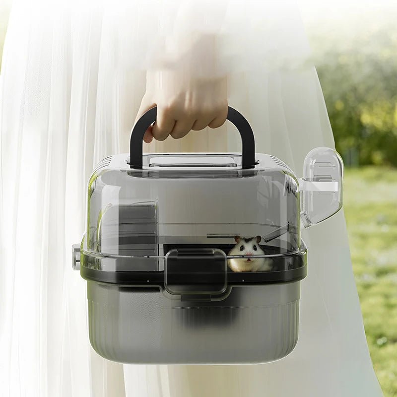 Hedgehog Carrier Translucent Hamsters Travel Carry Case Large Capacity Breathable Hamster Habitat Small Animal Carrier With