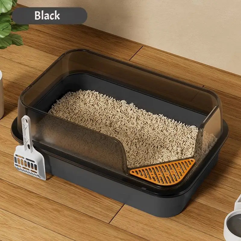 Big Cat Litter Box Semi-enclosed Anti Splash Cat Tray Kitten Toilet Cleaning Basin Supplies Pet Toilet Kitten Tray Bedpan Scoop