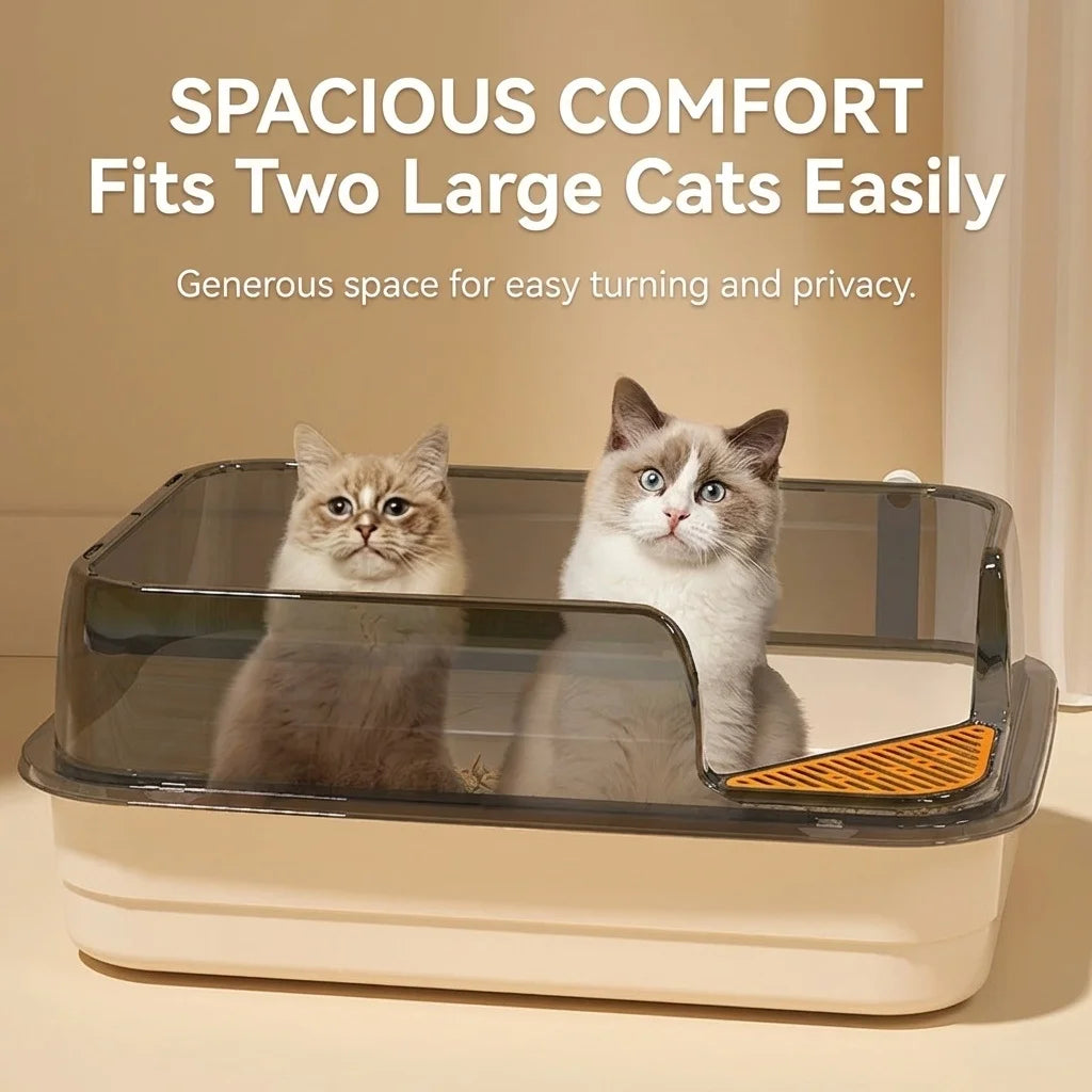 Big Cat Litter Box Semi-enclosed Anti Splash Cat Tray Kitten Toilet Cleaning Basin Supplies Pet Toilet Kitten Tray Bedpan Scoop