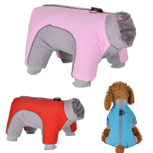 Pet Small Dog Winter Warm Clothes With D-ring Thick Fleece Lining Waterproof Windproof Jacket Puppy Chihuahua Solid Costume Coat