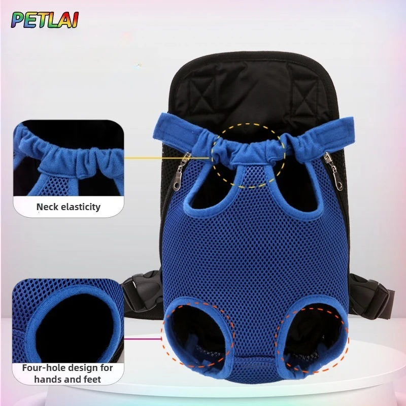 Pet Outdoor Backpack Dog carriers backpack on the chest Portable breathable folding backpack with mesh dog walking chest bag