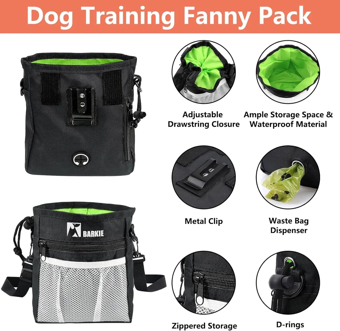Dog Training Kit: Treat Pouch, Clickers, Silent Whistle, 2‑in‑1, Guide, Poop Bags