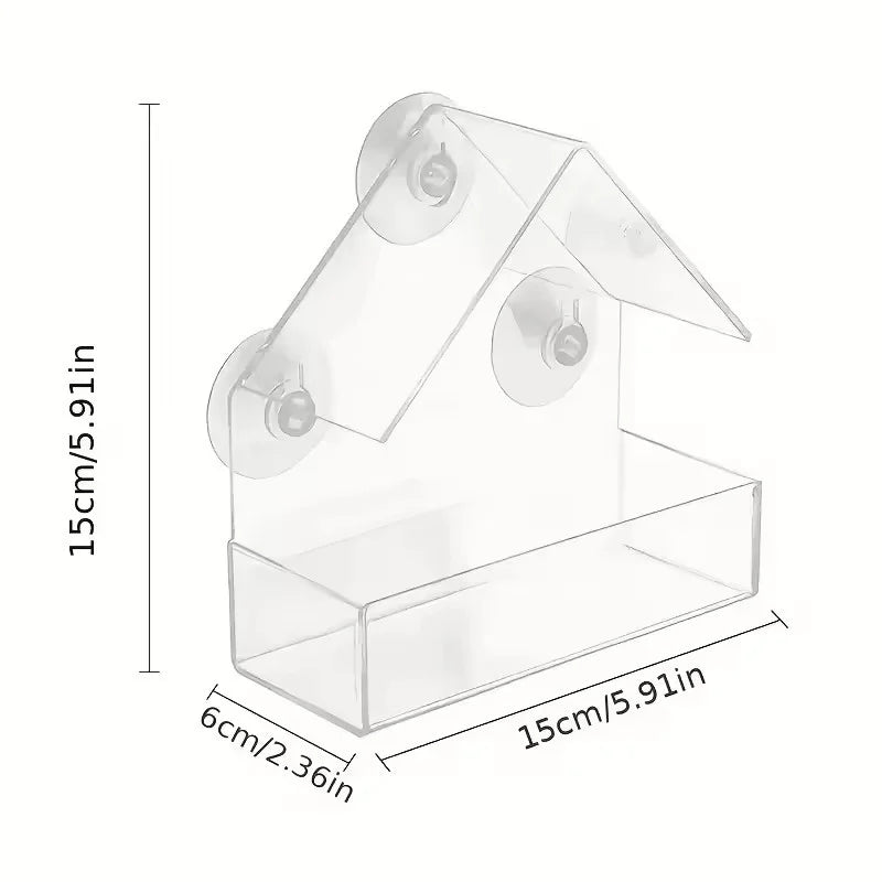 Transparent Bird Feeder Birds House for Outdoor Window Bird Feeder with Strong Suction Cups for Wild Birds, Cardinal Bluebird