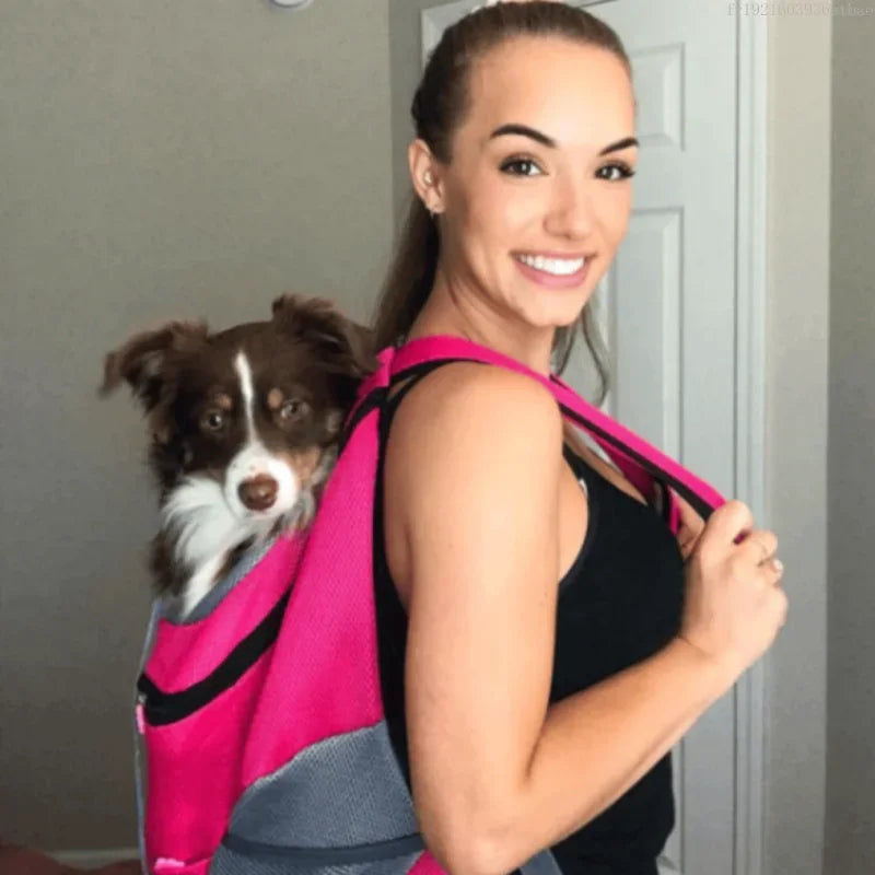 Dog Backpack New Double Shoulder Portable Travel Backpack Outdoor Pet Dog Carrier Bag Pet Dog Front Bag Mesh Backpack