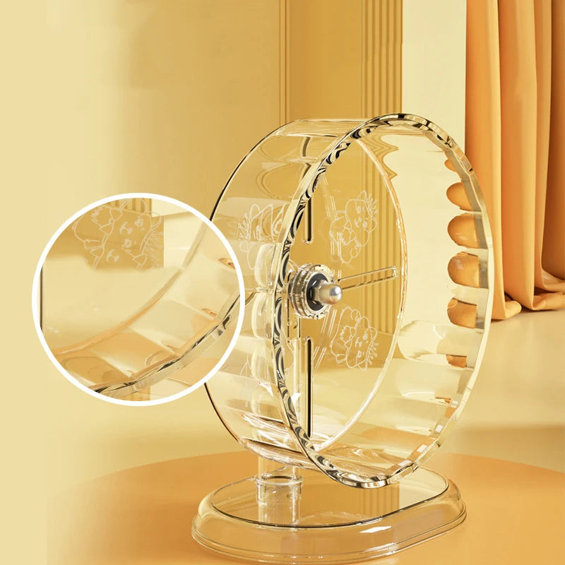Hamster Cage Wheel Exercise Acrylic Transparent Non Slip Easy Clean with Stand for Small Pets