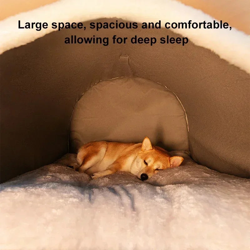 Winter Warm Dog House Detachable Pet Sleeping Bed for Small Medium Dogs Cats Soft Non-slip Dog Kennel Puppy Kitten Nest