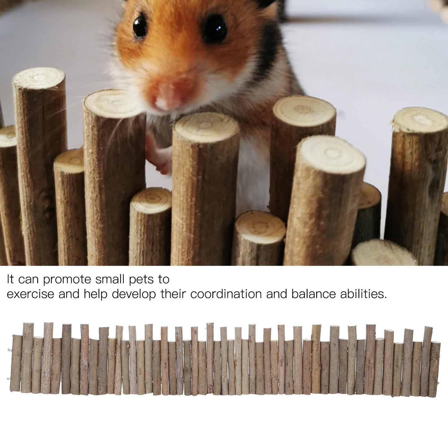 Hamster Wooden Fence Rat Ladder Bridge  Wood Ladder Natural Hideout for Small Animals Wooden Ladder Hamster Chew Bridge