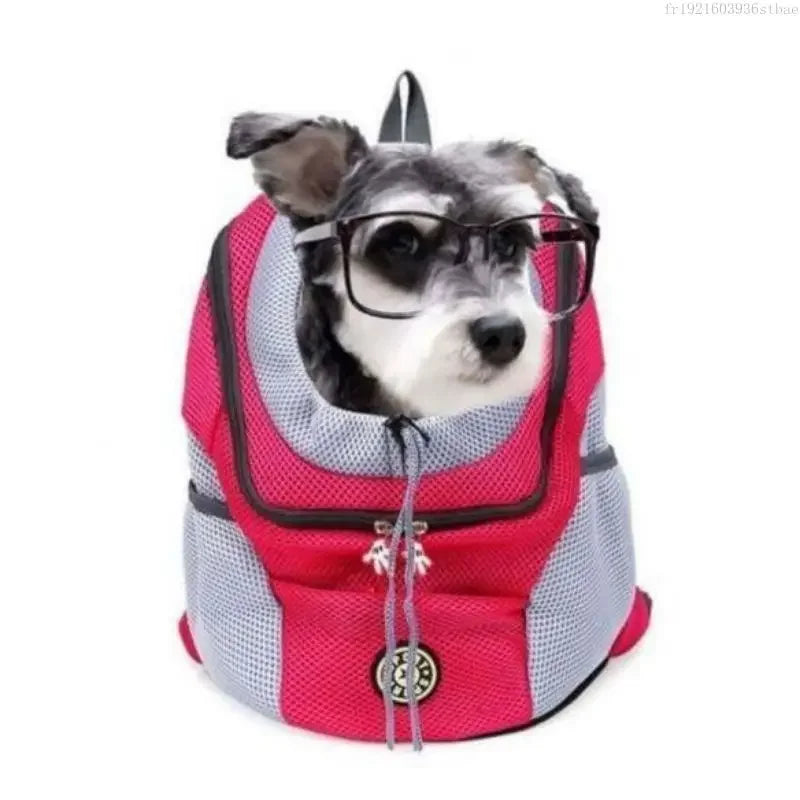 Dog Backpack New Double Shoulder Portable Travel Backpack Outdoor Pet Dog Carrier Bag Pet Dog Front Bag Mesh Backpack