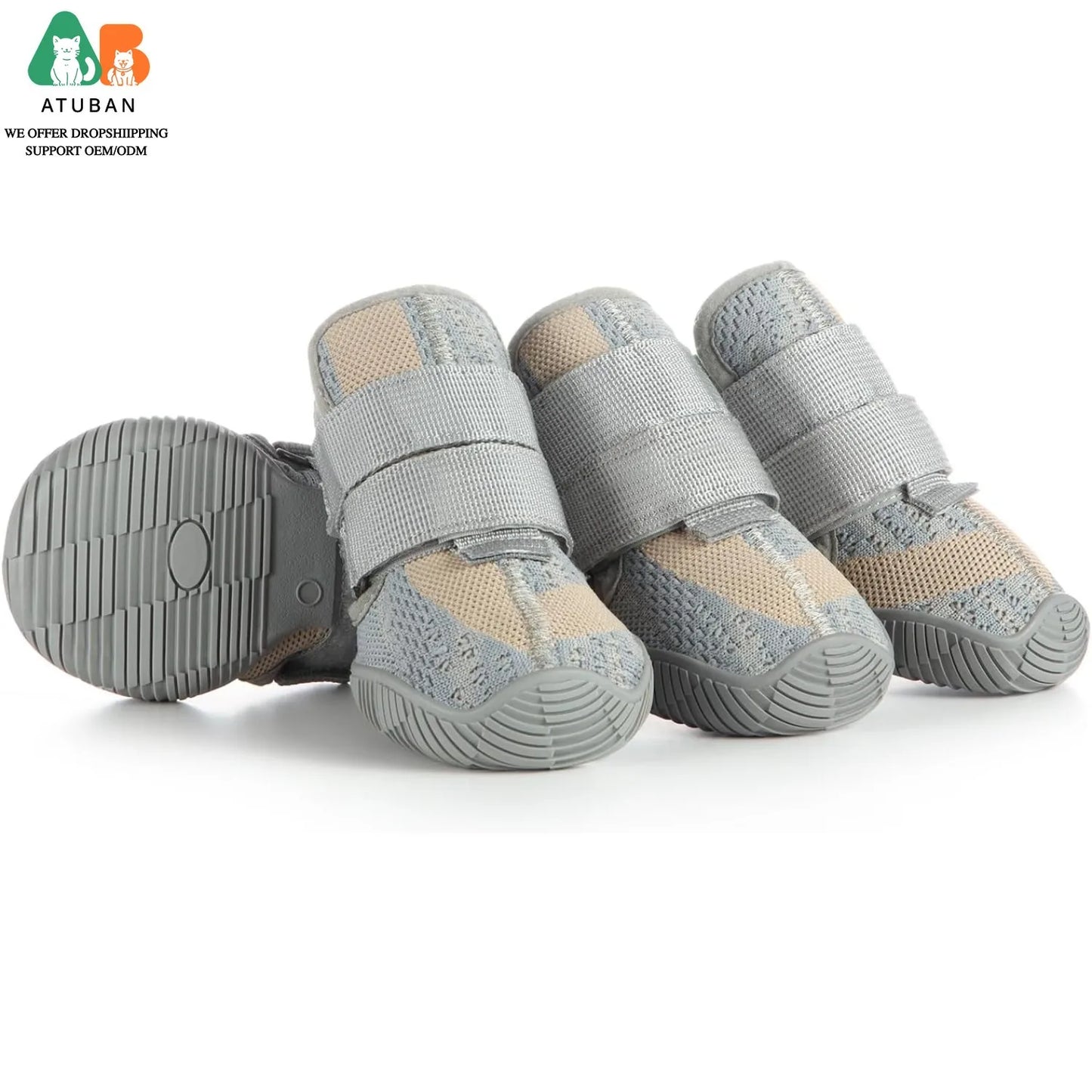 Dog Shoes,Mesh Breathable Dog Boots for Walking Running Hiking,Soft Non-Slip Rugged Rubber Sole Dog Booties Adjustable Straps