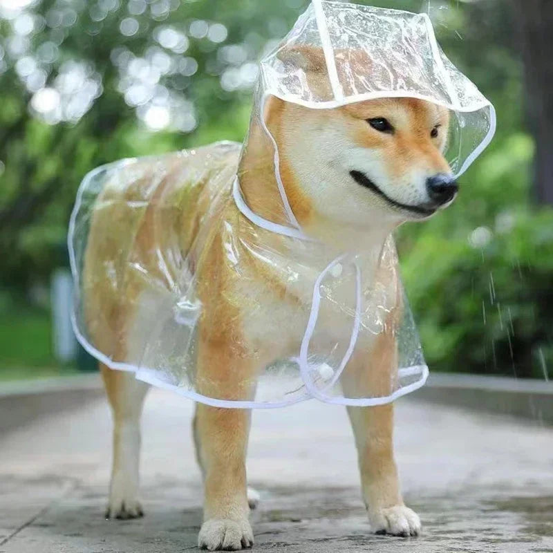 During the rainy season, dogs go out in transparent raincoats; Hooded waterproof jacket made of soft PVC material, dog raincoat
