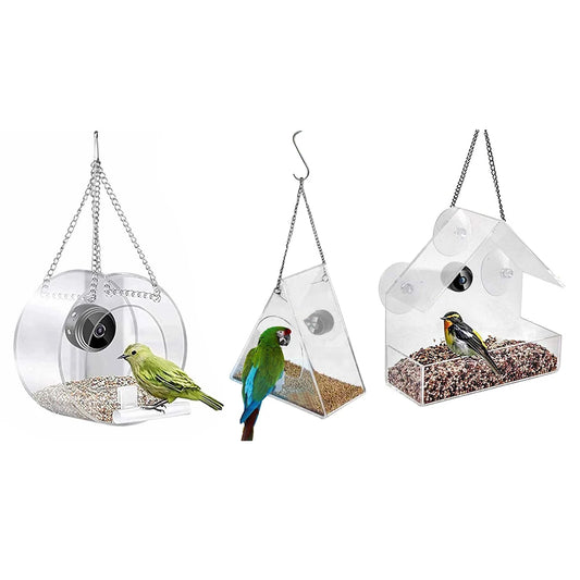 Smart Birds Hanging Feeder Transparent with Camera Home Pet Bird Feeder 1080P HD Easy Installation for Outdoor Garden