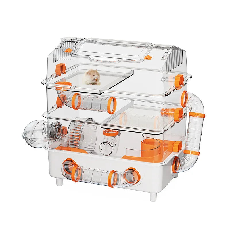 Hamster Cage Wear Resistant and Durable Large Space Detachable Hamster Acrylic Cages Breathable Hamsters Accessories Products